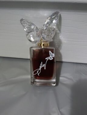 Crystal Butterfly Cap Glass Perfume Bottle - Amber Liquid 50ml Or 1.7oz